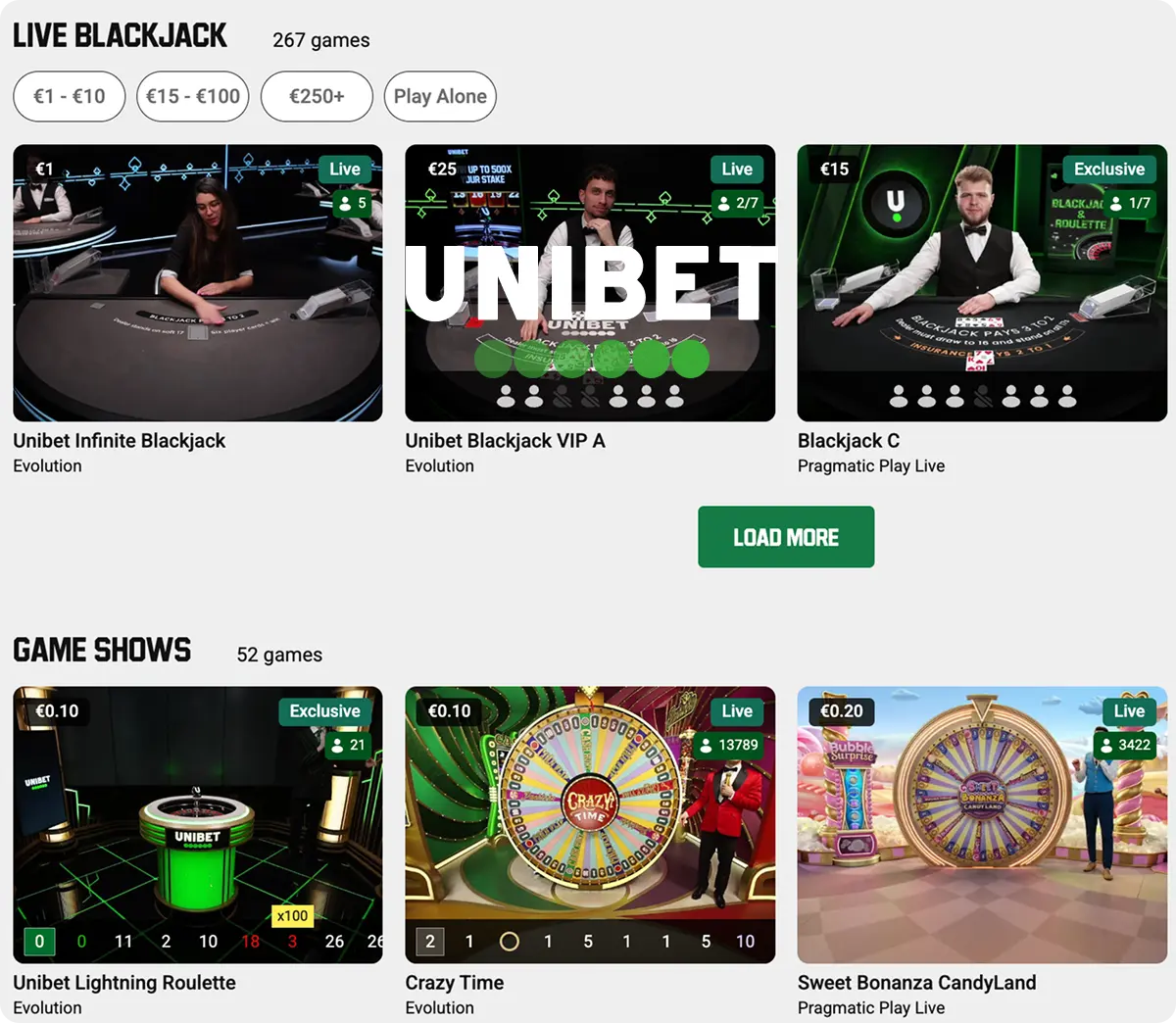 unibet live casino online
